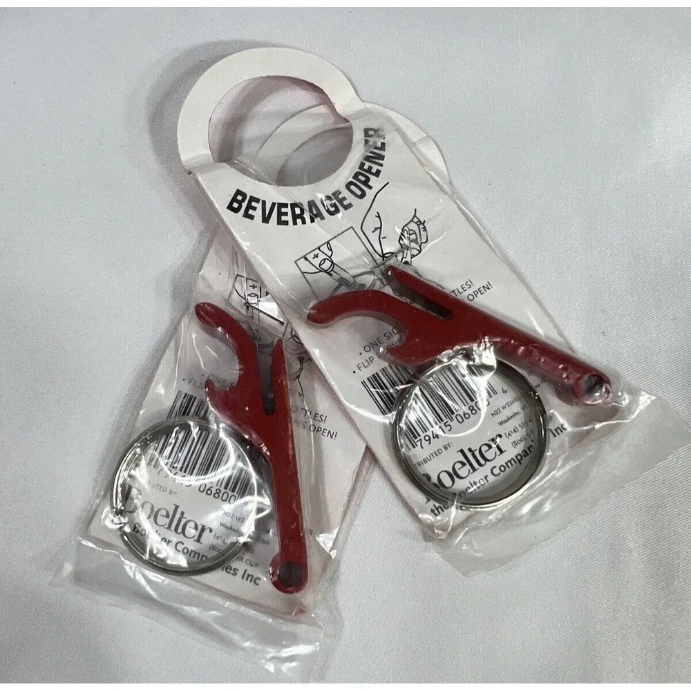 2 Stolichnaya Citrona Red Beverage Bottle Openers with Keyrings Boelter USA